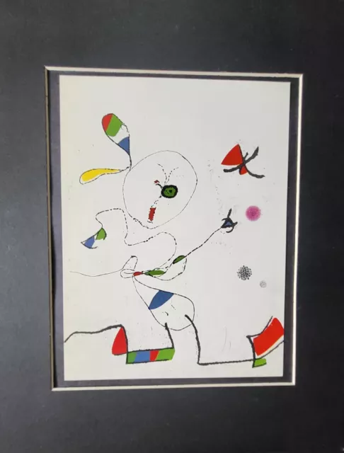 Joan Miro "La Chasse Aux Papillons"  Matted offset Lithograph Limited Ed. 1991