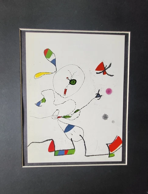 Joan Miro "La Chasse Aux Papillons"  Matted offset Lithograph Limited Ed. 1991