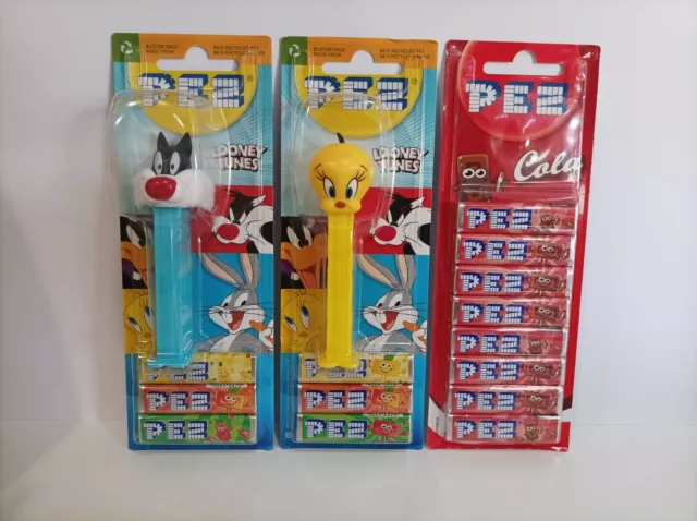 Set 2 dispenser Pez Gatto Silvestro e Titti con ricarica di caramelle alla cola