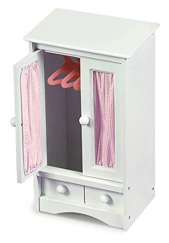 Toy Armoire with Hangers for Doll Clothes and Accessories for 22 inch Dolls -