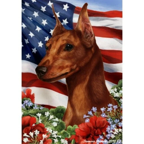 Patriotic (1) House Flag - Red Miniature Pinscher 16223