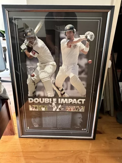 Ricky Ponting and Michael Clarke Hand Signed Framed Double Impact Limited Print