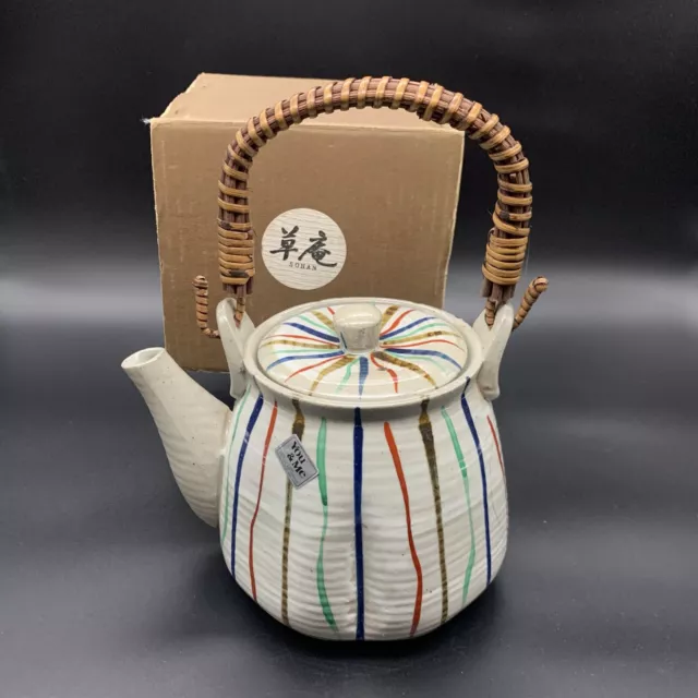 SOHAN Japanese Ceramic Teapot with Wooden Handle Sencha NEW