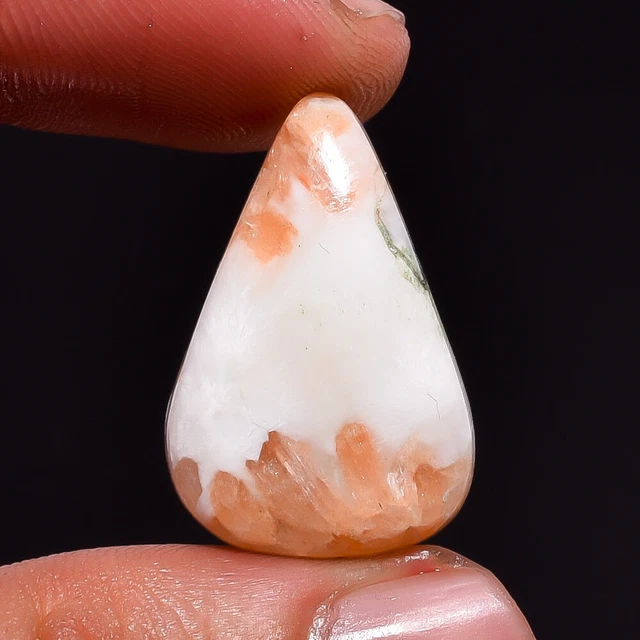 100% Natural Scolecite Pear Cabochon Loose Gemstone 15.45 Ct 26X17X6 mm AAS-4453