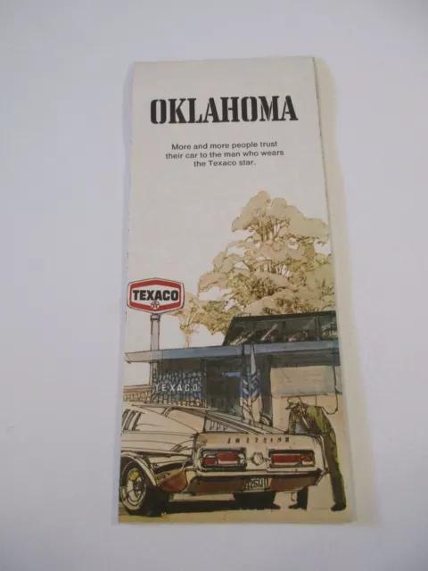 Vintage Texaco 1971 Oklahoma Oil Gas Station State Highway Travel Road Map~Box K