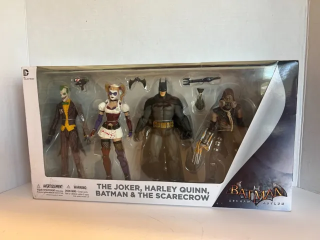 Batman Arkham Asylum The Joker,Harley Quinn,Batman & The Scarecrow Figure Set