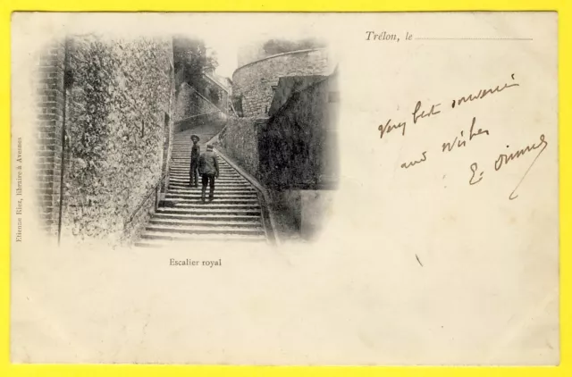cpa Rare 59 - TRÉLON (Nord) ESCALIER ROYAL Animée DOS 1900