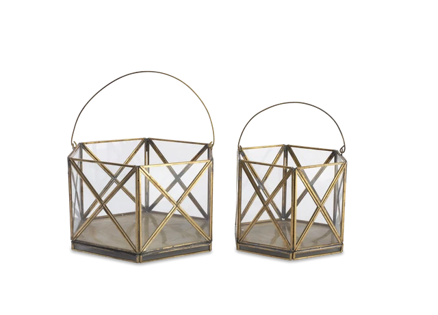Lantern Brass Glass Antique Large Nema