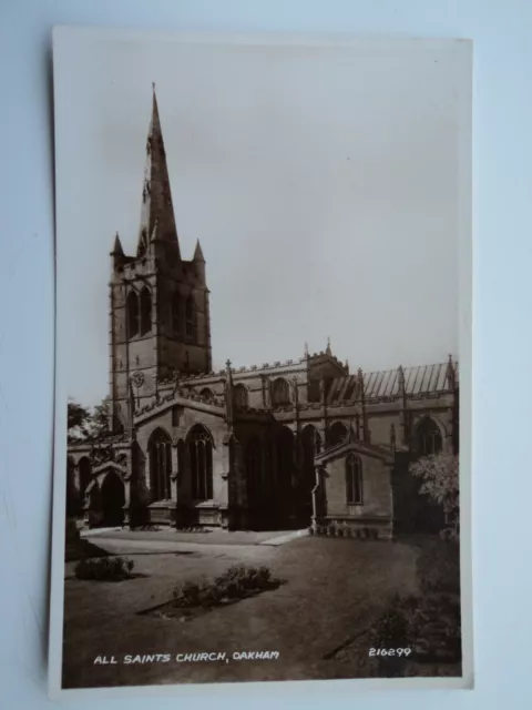 Valentines vintage B&W RP PC All Saints Church, Oakham. Rutland. Unposted 1931.