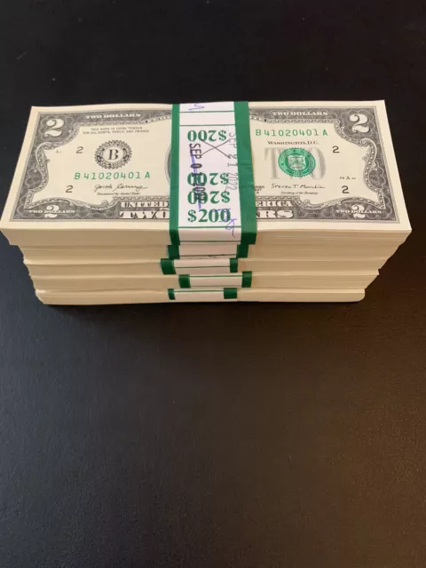 100 ($2) Two Dollar Bills Uncirculated Sequencial - 2017A