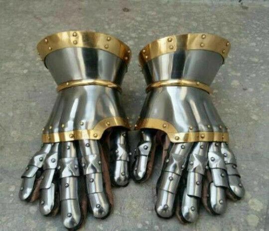 GANTS D'ARMURE PORTABLES en acier 18 GA chevalier médiéval gothique tardif EUR 101,88 - FR