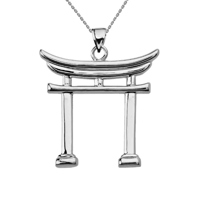 925 Sterling Silver Japanese Torii Pendant Necklace