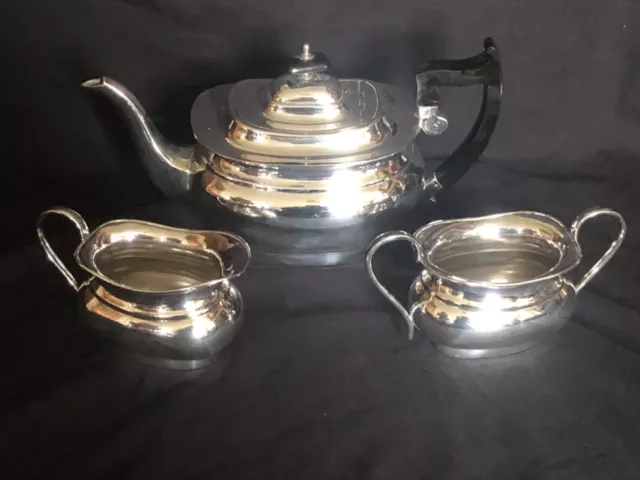 Antique Vintage Stunning Viners Of Sheffield Silver Alpha Plated 3 Piece Teaset