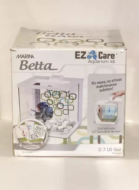 Marina Betta 0.7 Gallon EZ Care Aquarium Kit White. No Rocks No Background