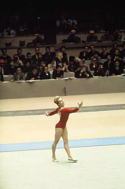 1960s Vera Caslavska Of Czechoslovakia In The Floor 8 Gymnastics Old Photo