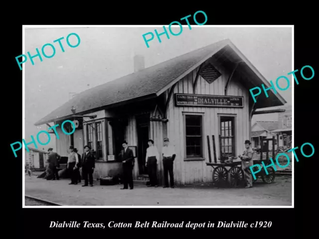 OLD LARGE HISTORIC PHOTO OF DIALVILLE TEXAS THE RAILROAD DEPOT STATION c1920