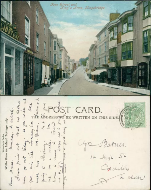Kingsbridge Kings Arms Fore Street 1907 Postmark Valentines
