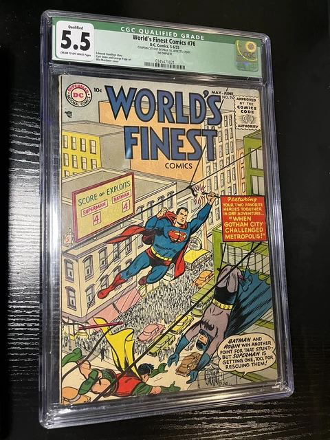 Worlds Finest 76 1955 CGC 5.5 QUALIFIED! Coupon Cut-out! RARE