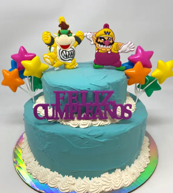 Super Mario Brothers Wario y Bowser Jr. Feliz Cumpleanos Topper de Pastel NUEVO