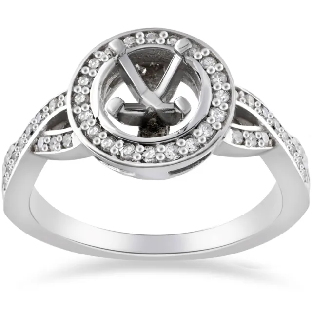 1/4ct Diamond Halo Infinity Engagement Ring Semi Mount 14K White Gold