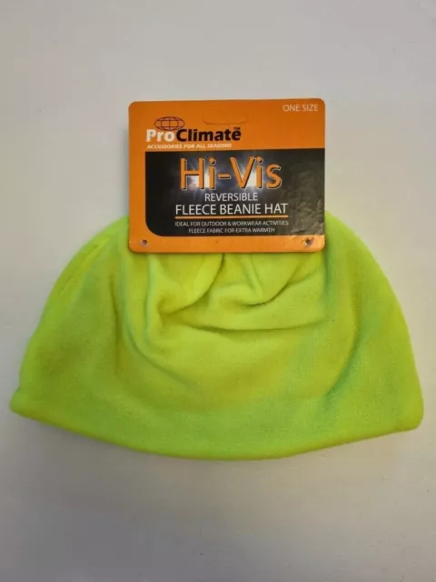 PRO Climate Neon Hi Vis Gelb Beanie Mütze Hi Vis HERREN UNISEX Outdoor