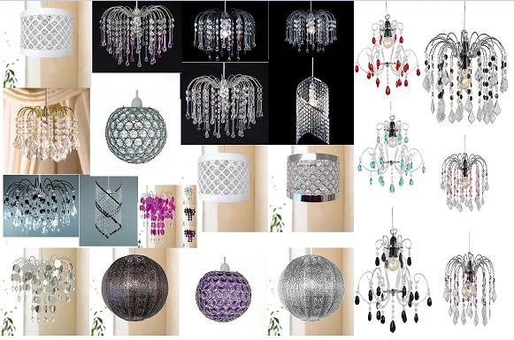 Chandelier Style Ceiling Light Shade Acrylic Crystal Bead Ball Droplet Pendant