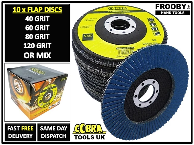 20x Flap Discs 115mm | 40 60 80 120 Grit | Zirconium Oxide Grinding Wheels | 4.5 Inch Sanding Discs