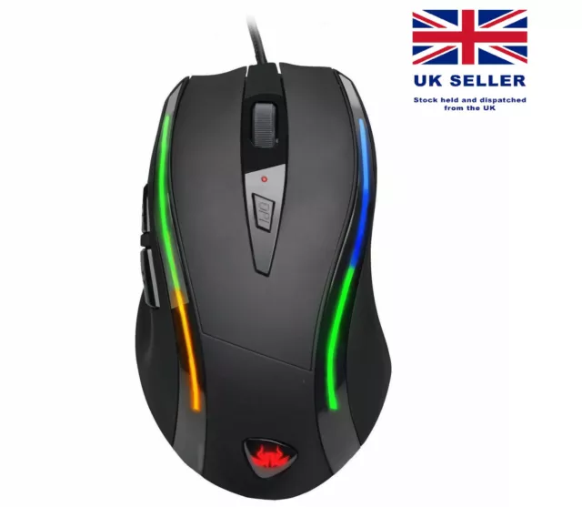 Sumvision Kata RGB LED USB Wired Programmable Gaming Mouse 3200 DPI Optical Game