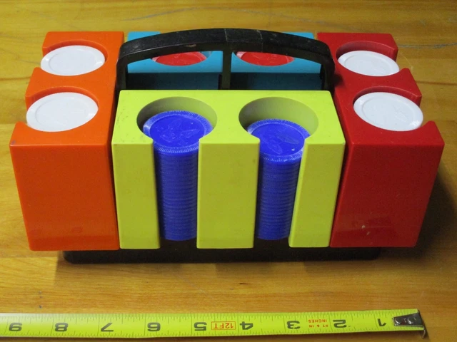 Vintage 1960s Dennison poker chip holder with PO DO poker chips