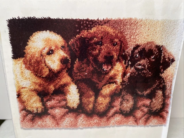 Kit de gancho de pestillo vintage Caron Wondertart Just Labs 24X 34 cachorros perros labrador