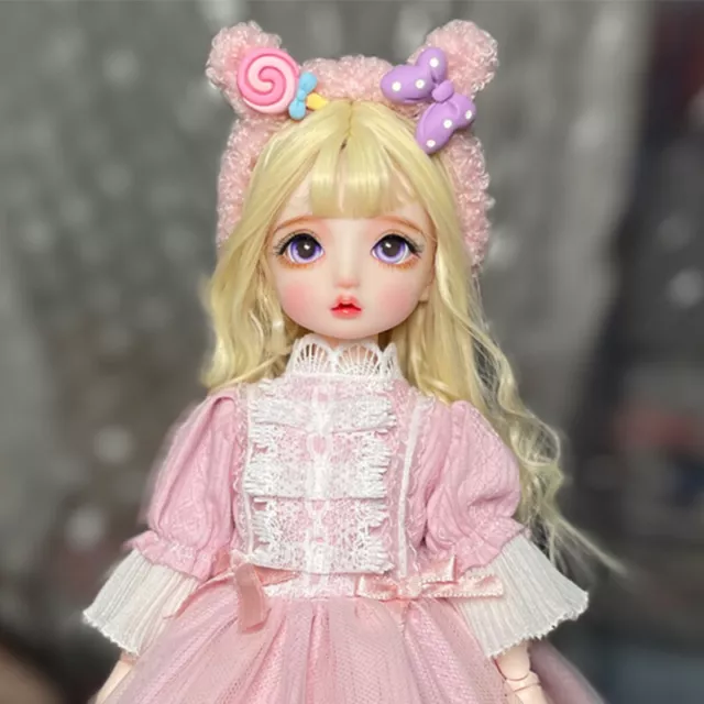 30cm BJD Doll 1/6 Ball Jointed Girl Pink Princess Dress Blonde Wig Eyes Full Set