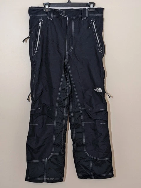 Vintage The North Face Lined Black Nylon Ski Pants Mens Medium Contrast Stitch