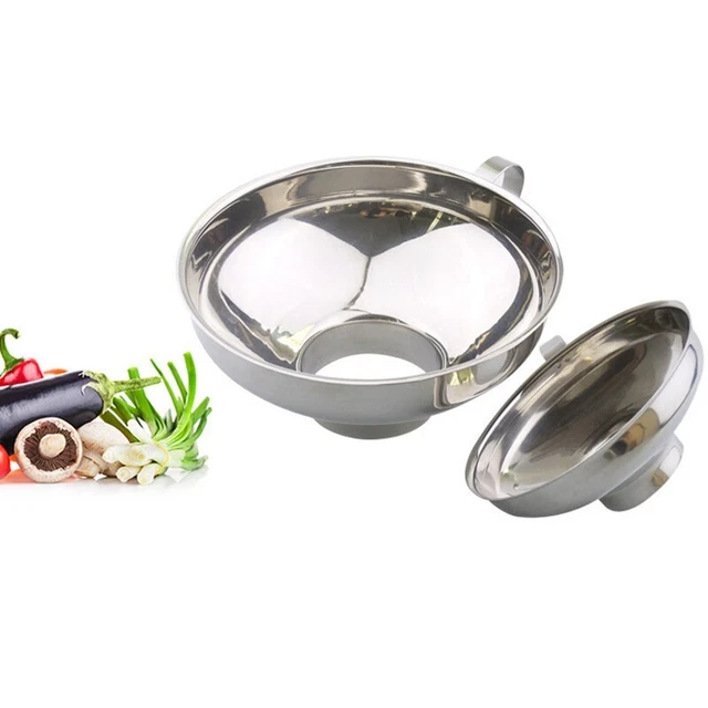 Relleno de embudo de boca ancha para cocina de acero inoxidable talla S./L