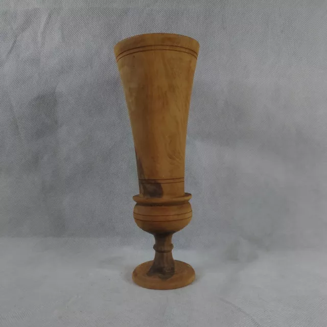 Vintage Wooden Carved Treen Vase 22 Cm