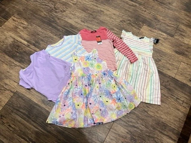 Bundle Girls Clothes Next & TU - age 4-5 Trousers Fur Lined Jacket, Dress & Top