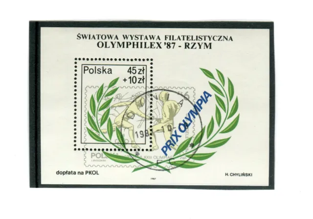 Briefmarken, Polen, Polska, Fi. Bl.90, OLYMPHILEX, Rom, 1987, gestempelt
