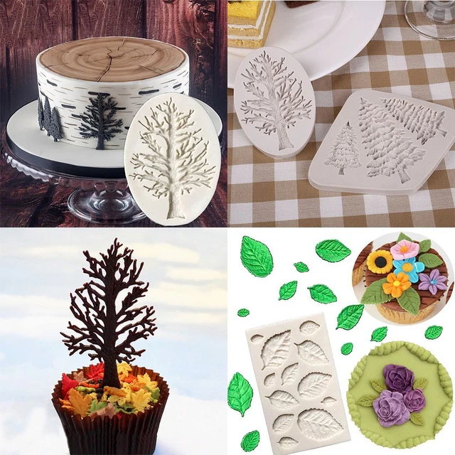 Chocolate Sugarcraft Cake Decor Mould Tree Shape Silicone Fondant Mold Leaves