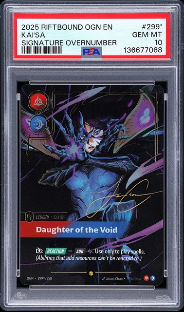 2025 RIFTBOUND OGN Signature Overnumber #299* Kai'sa Daughter Of The ...