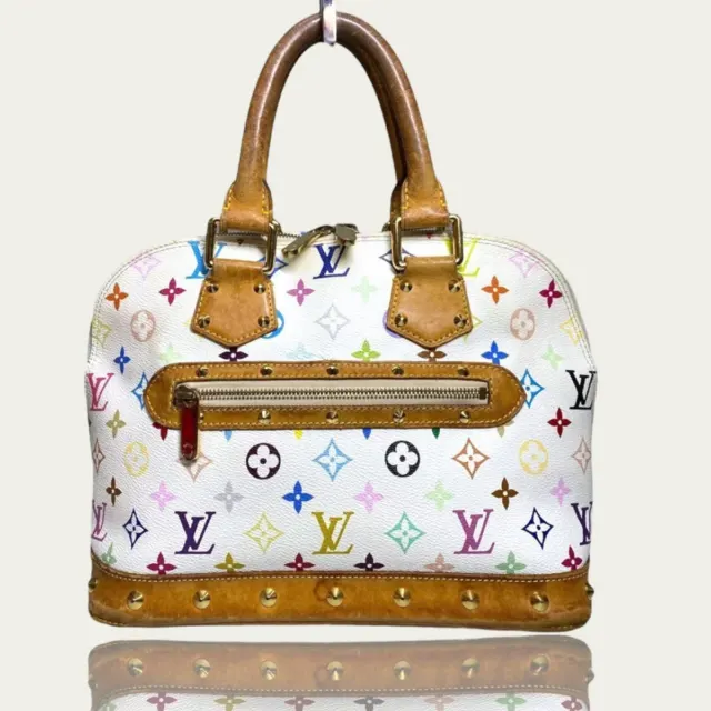 LOUIS VUITTON multicolor Alma White M92647 Hand Bag From Japan Used
