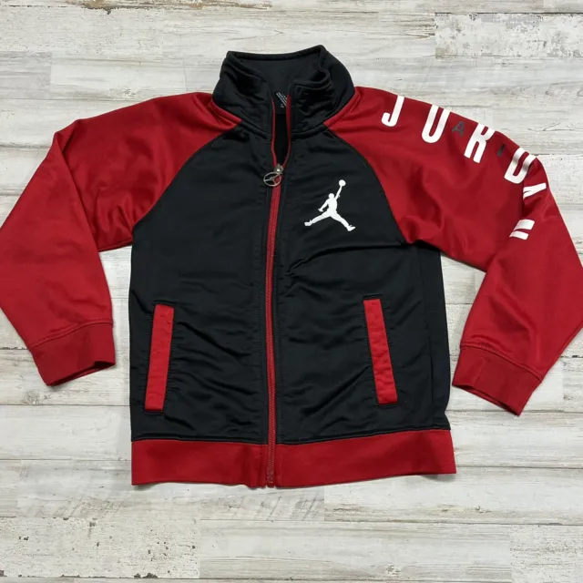 Nike Jordan Jump Man Kids Full Zip Track Jacket Size M  (6) 5-6 years, Red Black