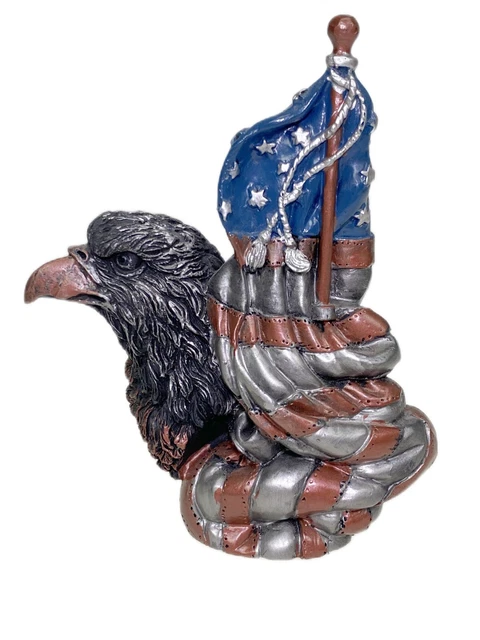 Eagle Bust American Flag Figurine Statue Resin H6.5” x 5” x 3” Liberty Freedom