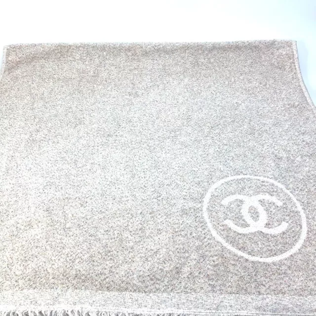 CHANEL BATH TOWEL interior border CC Mark stripe Beach towel