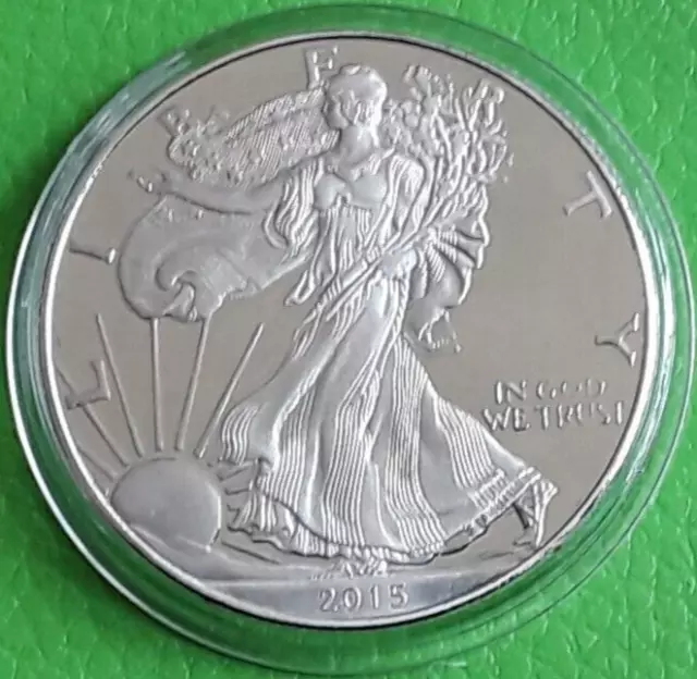 2015 U.s.a $1 1Oz American Eagle/Liberty Silver Coin In Capsule + C.o.a