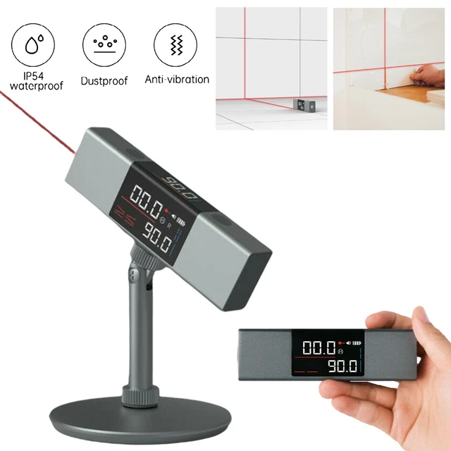 RECHARGEABLE DIGITAL LASER Protractor Inclinometer Angle Measure Laser ...