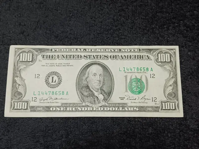$100 Dollar Bill Series 1981 ~ Off Center (South) Printed Serial Numbers Error
