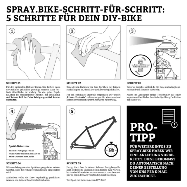 Fahrrad Lackspray Keine GRUNDIERUNG notwendig - Acryllack Spray 400 ml Spraydose 3