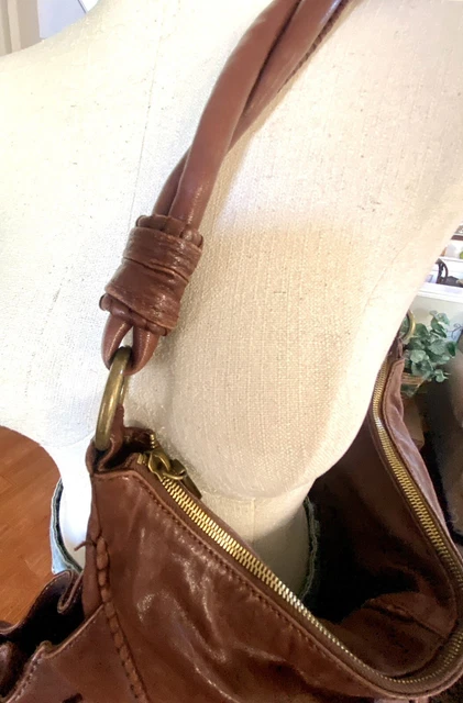 HOBO International Brown Buttery Soft Leather Large Tote/Shoulder Bag Tassel EUC 9