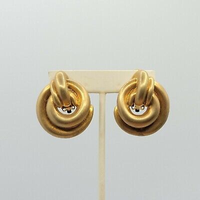 Vtg Earrings LES BERNARD Clip Large Drop Knot Signed Jewelry Modernist HIGH END