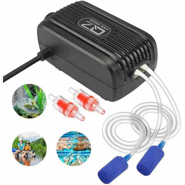 Hidom HD-603 Double Outlet Adjustable Aquarium Air Pump with