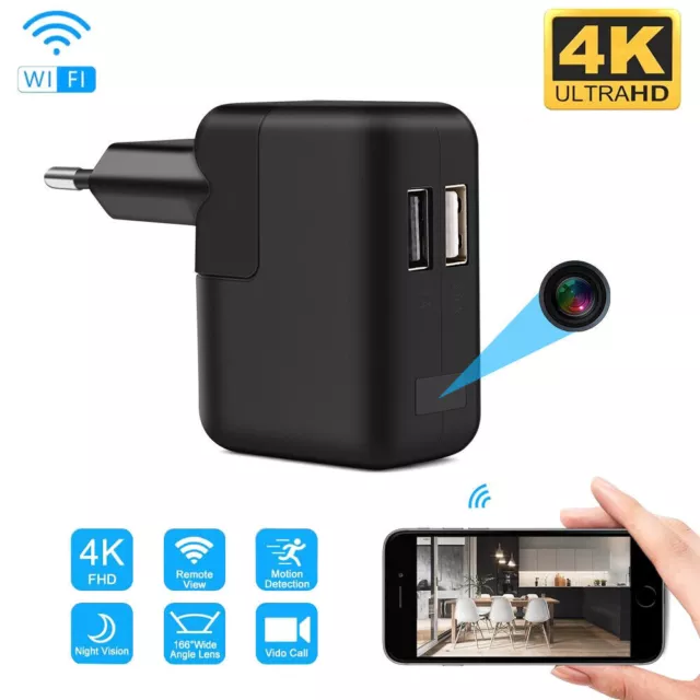 HD 1080P 30fps WIFI Micro Camera USB Wall Charger Night Vision Motion Detection